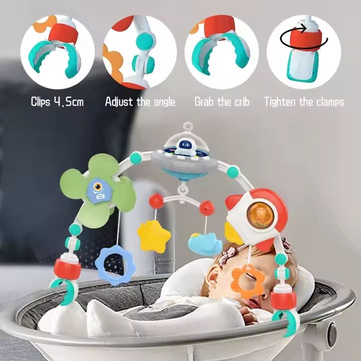 Babies-Up Musical Cot/Pram/Baby seat/Bassinet Arch Toy Mobile