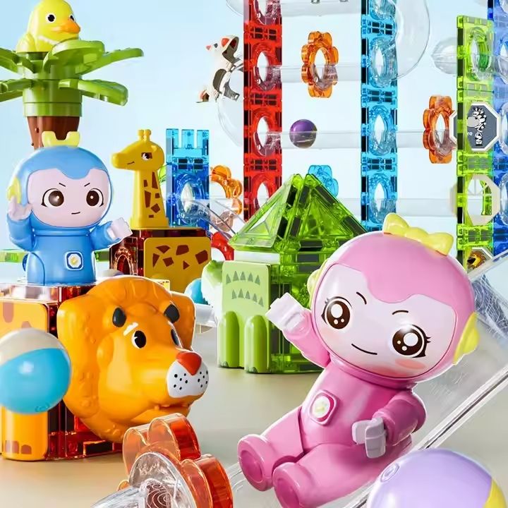 Kids-Up 223 PCS DIY STEM Dinosaur Paradise Magnetic Marble Run Educational