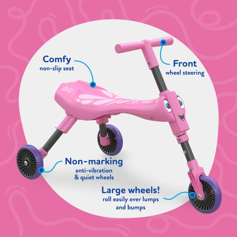 Scuttlebug 3-Wheel Foldable Ride-On Tricycle | Butterfly Edition - HeadsUp-SA