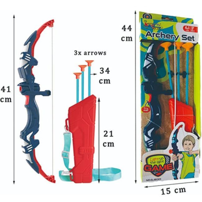Kids-Up Lightup Black & Red Bow & Arrow Set For Archery Indoor/Outdoor