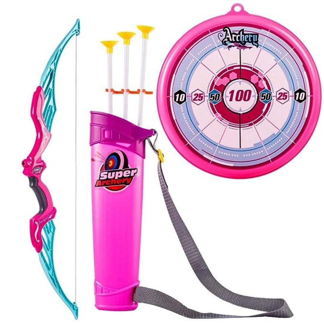 Kids-Up Pink & Blue Bow & Arrow Archery Set With Arrow Holder