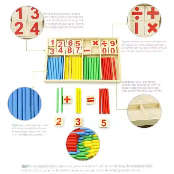 Kids-Up Mathematics Educational Wooden Toy Learning Set Counting
