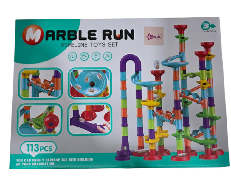 Kids-Up 113 Pieces 3D STEM Marble Run Race Track For Kids Educational DIY