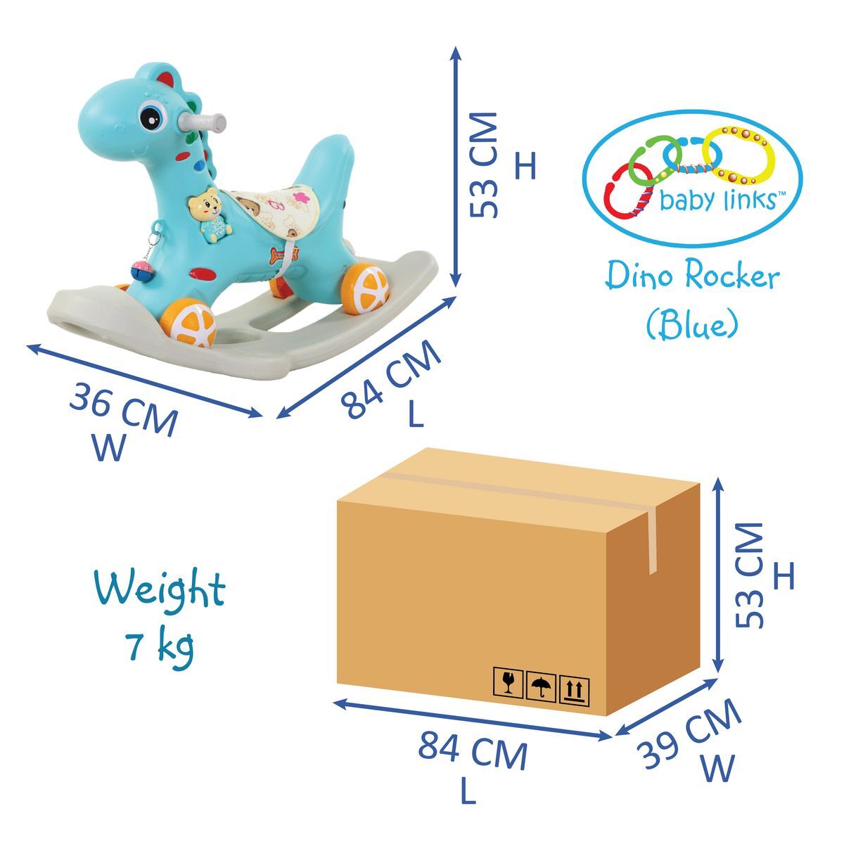 Babies-Up 6-in-1 Rocking Horse with Music Delight for Kids Age 1-2yrs
