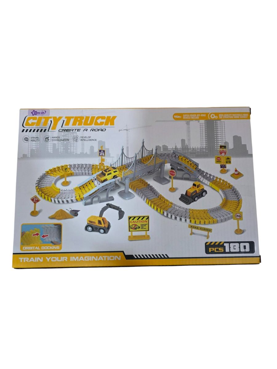 Kids-Up 180 Piece Track Toys For Kids Truck Flexible Track Set Electric