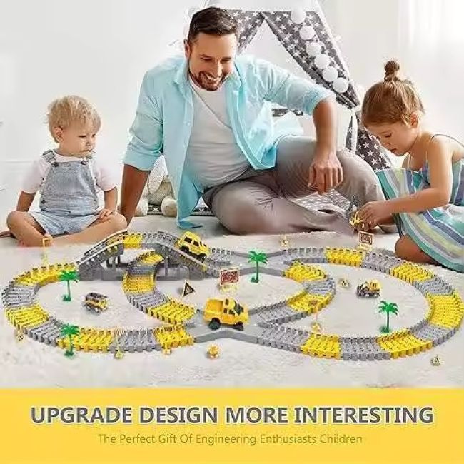 Kids-Up 180 Piece Track Toys For Kids Truck Flexible Track Set Electric