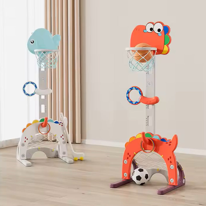 Kids-Up 5 in 1 Basketball Stand Sports Toy With Soccer/Golf/Ring Toss Hoop