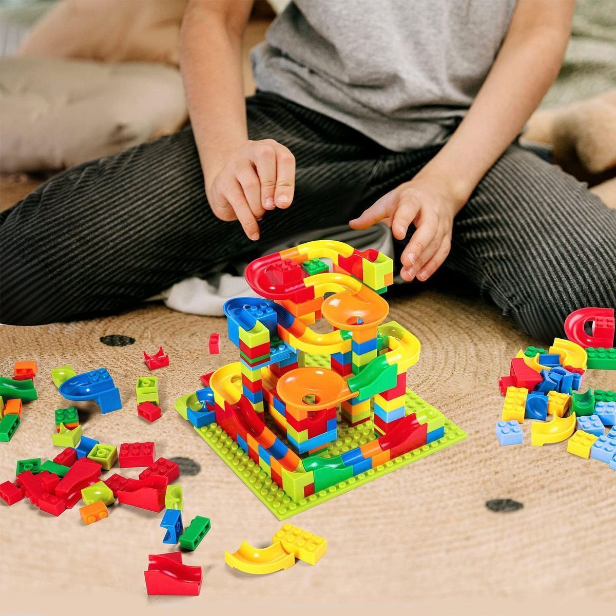 Kids-Up 168 Piece ABS Plastic Marble Run Creative Track Maze Slideway Block