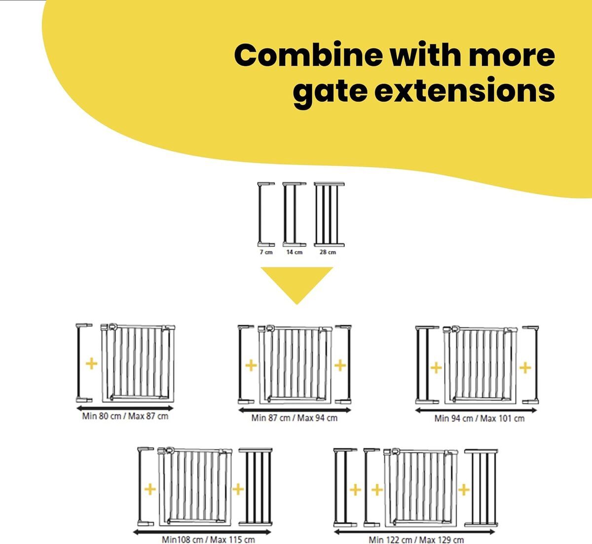 Babies-Up Safety Gate for Baby Sliding Door Retractable 75 -82cm With 14cm Included - HeadsUp-SA