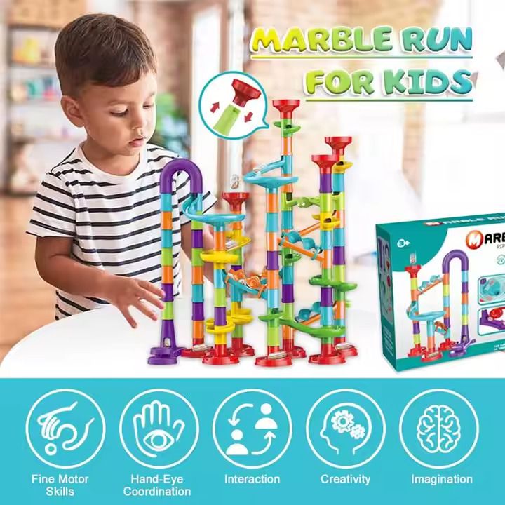 Kids-Up 113 Pieces 3D STEM Marble Run Race Track For Kids Educational DIY