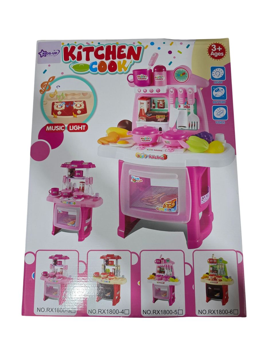 Kids-Up Battery Operated Pretend Kitchen Toy With Lights and Music Pink Set