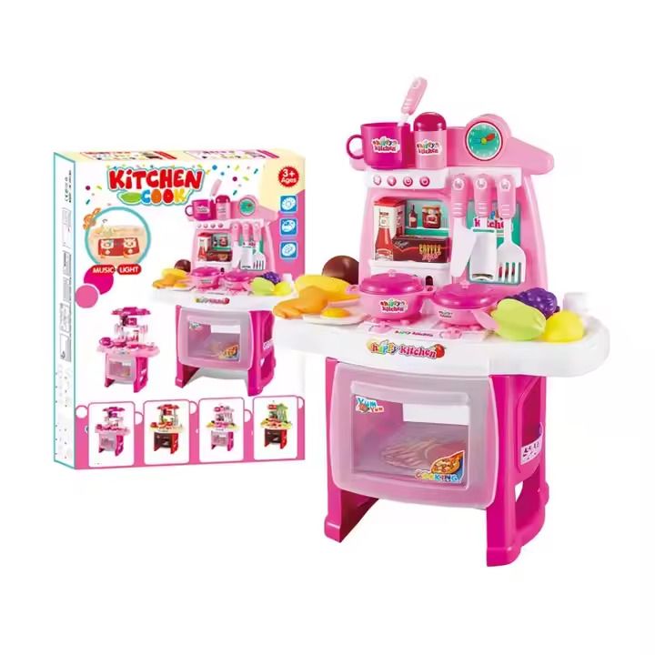Kids-Up Battery Operated Pretend Kitchen Toy With Lights and Music Pink Set