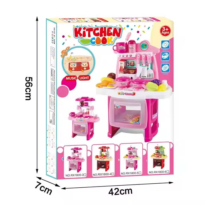 Kids-Up Battery Operated Pretend Kitchen Toy With Lights and Music Pink Set
