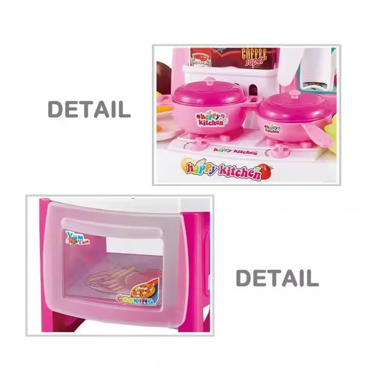 Kids-Up Battery Operated Pretend Kitchen Toy With Lights and Music Pink Set