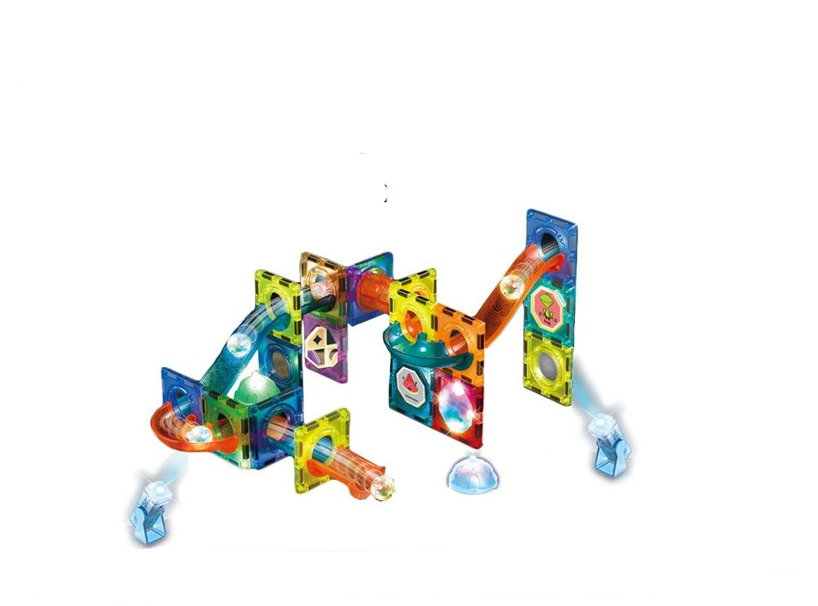Kids-Up LED Magnetic Building Blocks Light Up 3D Pipes Marble Run 86 Pieces