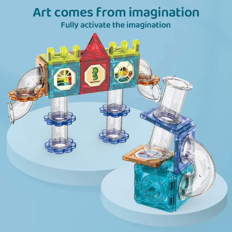 Kids-Up 223 PCS DIY STEM Dinosaur Paradise Magnetic Marble Run Educational