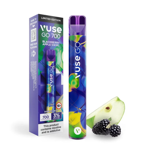 VUSE GO 700 Puffs BLACKBERRY APPLE SWIRL Disposable vape 3% Pack of 2