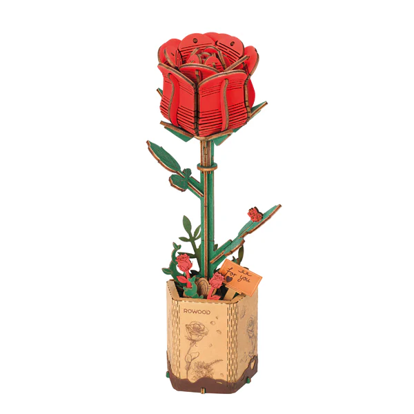 Robotime Red Rose Flower Bouquet Series DIY 3D Wooden Puzzle