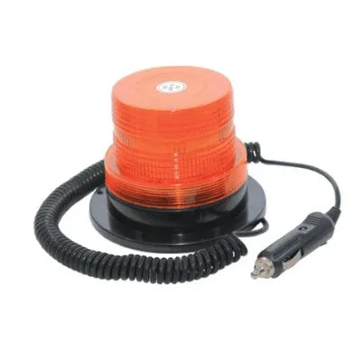 Orange LED car warning light with coiled cable and 12V plug for vehicle safety and visibility