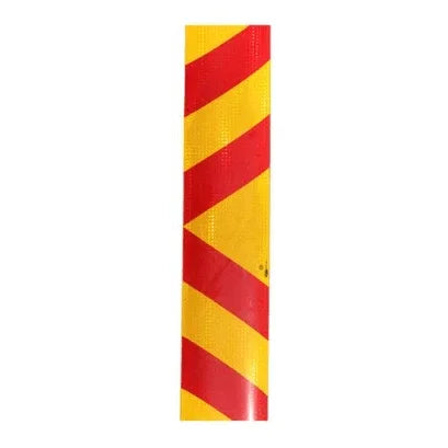Red and yellow diagonal striped reflective safety tape for tools and equipment