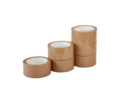 Brown packing tape rolls for shipping and sealing boxes, ideal for household and business use