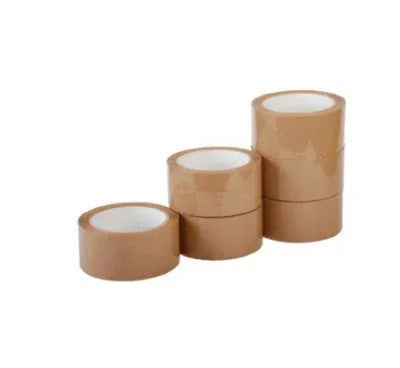 Brown packing tape rolls for shipping and sealing boxes, ideal for household and office use