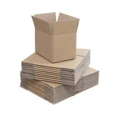 Stacked cardboard boxes for shipping and storage, ideal for online orders and moving supplies