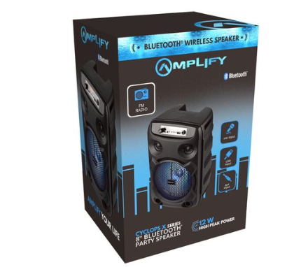 Amplify Cyclops X Series 8" Bluetooth Party Speaker- Black