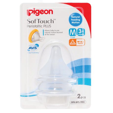 Pigeon - 2 Piece Peristaltic Plus Medium Nipple