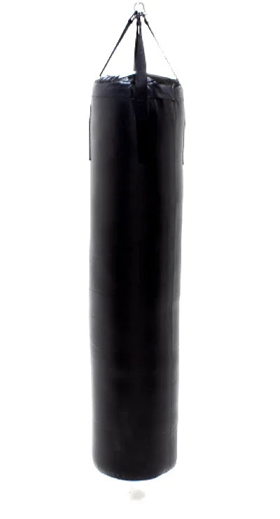 Black heavy punching bag for boxing training and fitness workouts