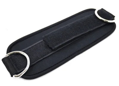 Black fitness wrist weight with metal D-rings and velcro strap for strength training