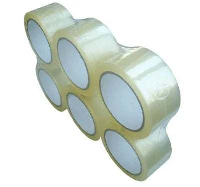 Clear packing tape rolls for shipping and sealing boxes, ideal for home or office use