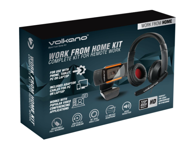 Volkano Work from Home Series - Headset with Microphone & Webcam