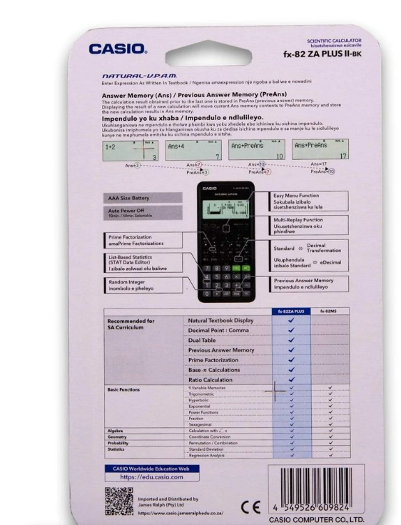 Casio Scientific Calculator - FX-82ZA Plus II