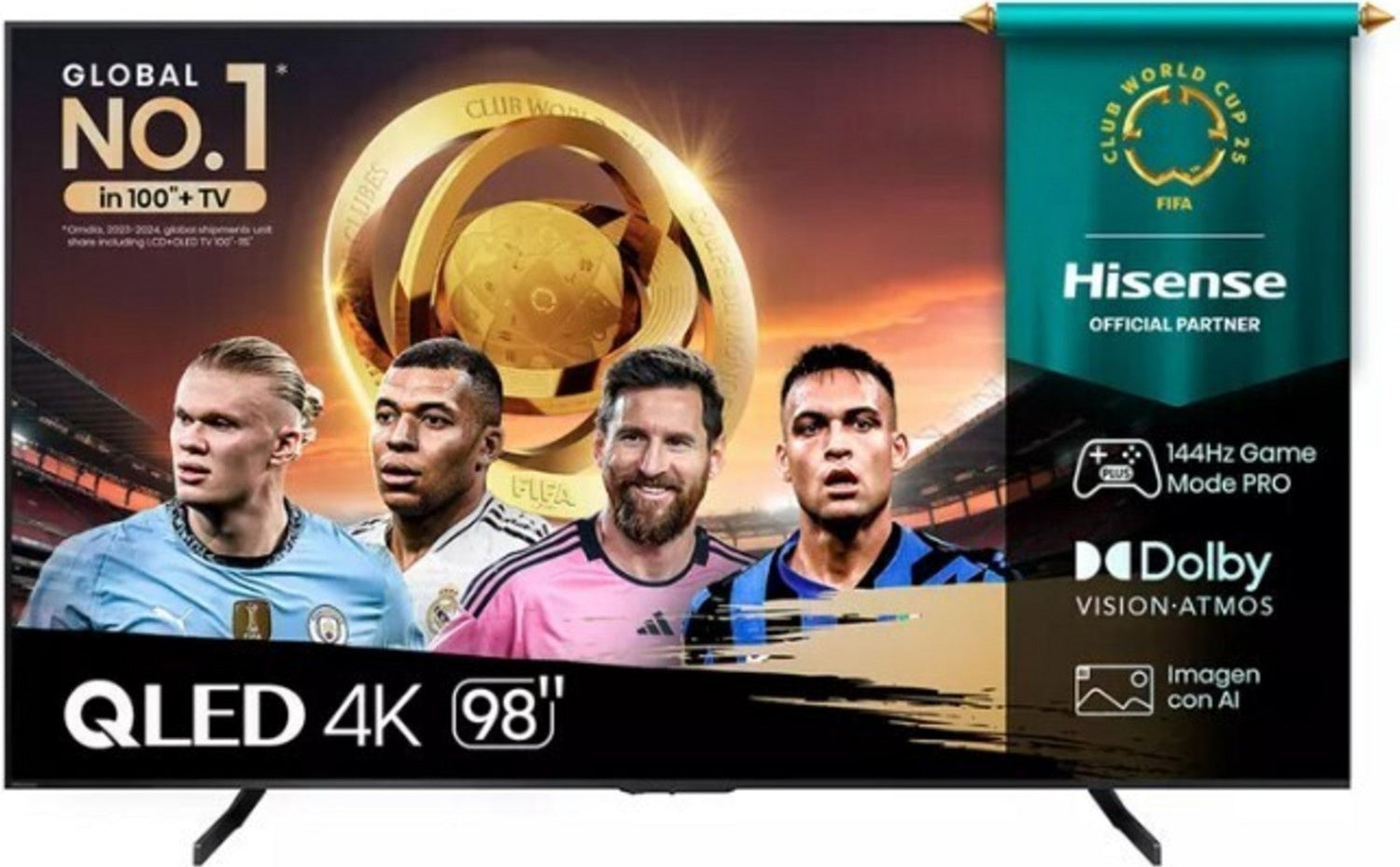 Modern thin-bezel 65-inch Smart TV displaying a colorful high-definition landscape in a contemporary living room setup.