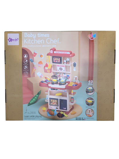 Kids-Up Tall Toy Kitchen Set Interactive With Noises and Tap - 43 Piece & Realistic Sound Effects