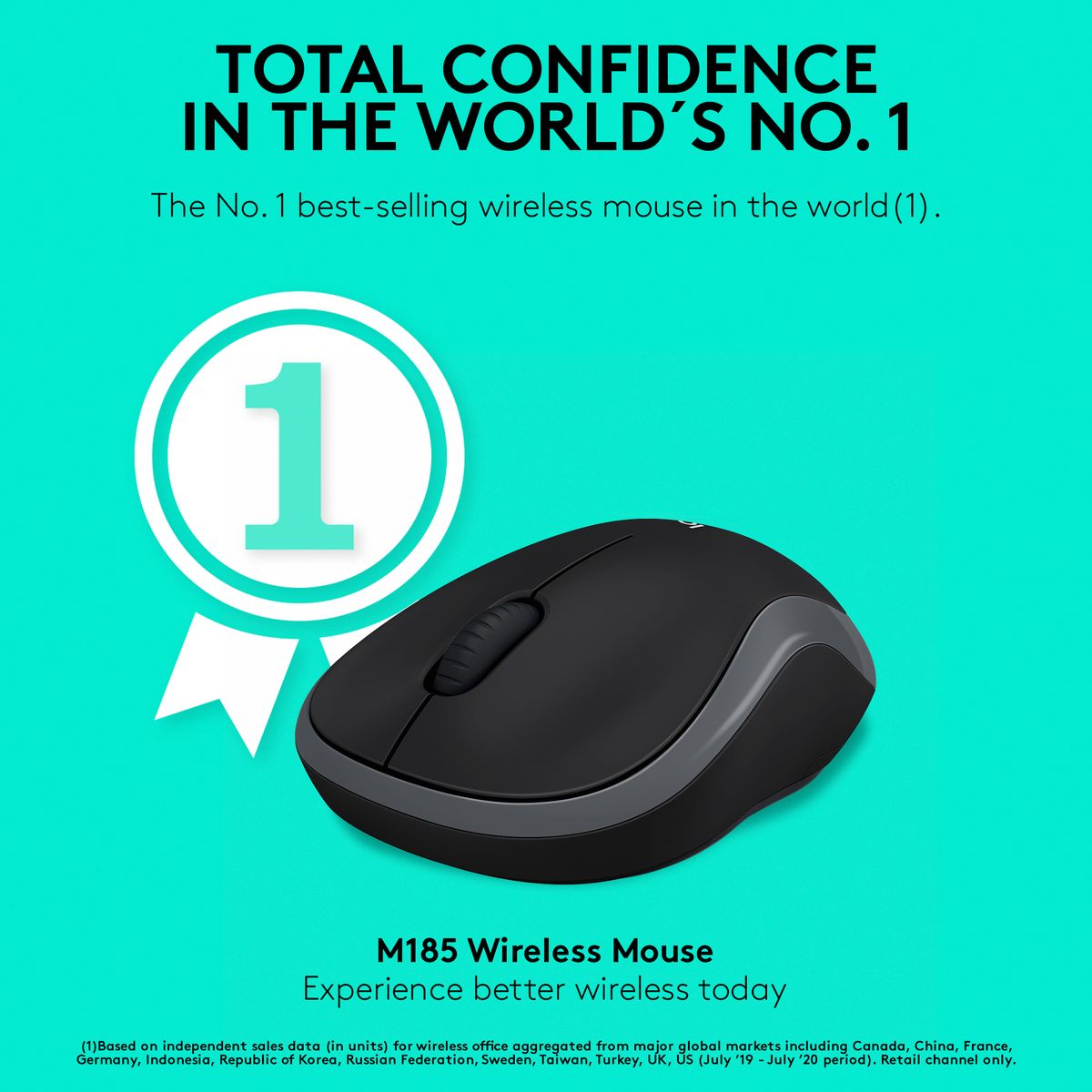 Logitech M185 Wireless Mouse, 2.4GHz with USB Mini Receiver (2 Year Warranty, Parallel Import)
