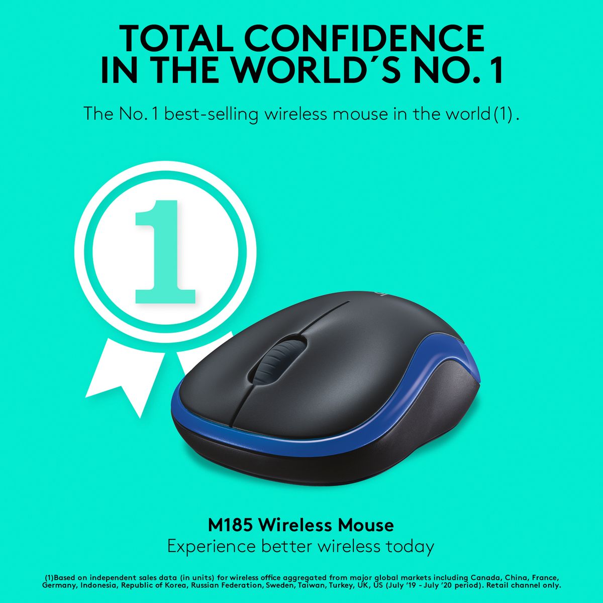 Logitech M185 Wireless Mouse, 2.4GHz with USB Mini Receiver (2 Year Warranty, Parallel Import)