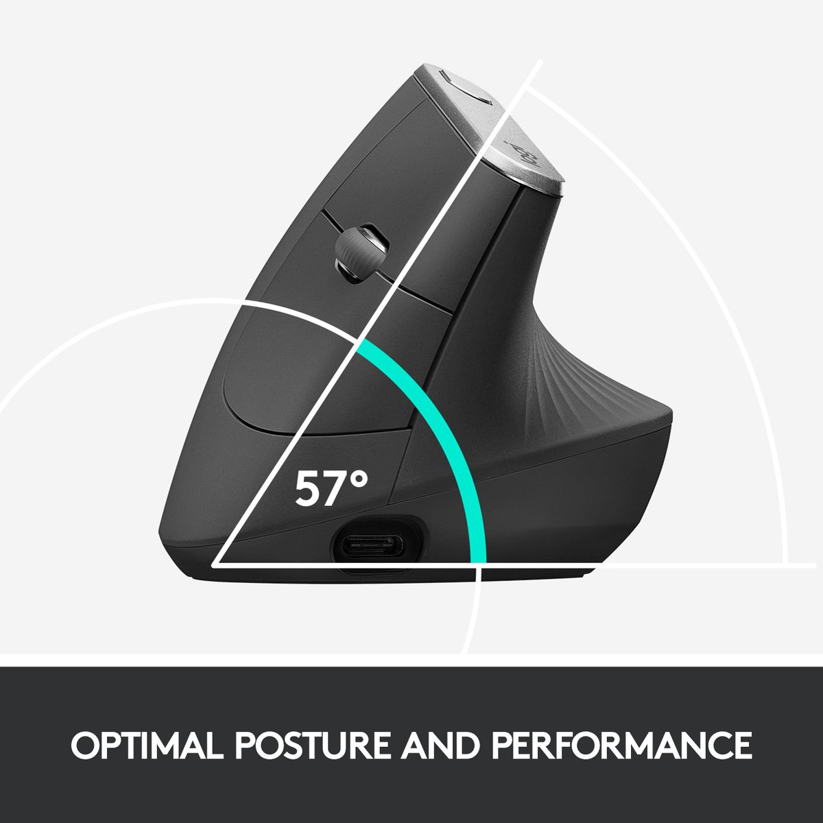 Logitech MX Vertical Advanced Ergonomic Wireless Mouse Grey (2 Year Warranty, Parallel Import)