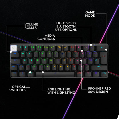 Logitech - Pro X 60 Lightspeed Wireless Gaming Keyboard - Black (2 Year Warranty, Parallel Import)