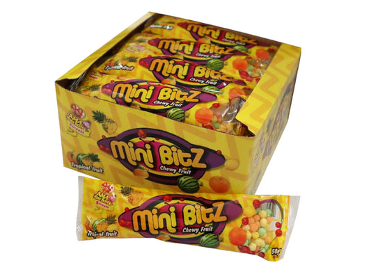 Mini Bitz Sweets - Pack of 20 | Fruity, Chewy, and Delicious

Indulge in the sweet, tangy goodness of Mini Bitz Sweets. Each pack comes with 20 bite-sized treats packed with vibrant flavor, making them perfect for satisfying cravings anytime, anywhere.

These chewy candies are ideal for school snacks, party favors, or sharing with friends and family. Made with quality ingredients, Mini Bitz Sweets deliver a fun and fruity candy experience in every bite.