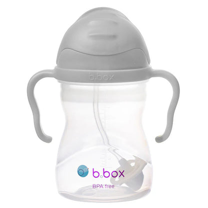 B.Box 240ml sippy cup with weighted straw and easy-grip handles, shown in a modern matte finish.