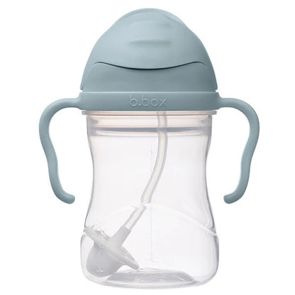 B.Box 240ml sippy cup with weighted straw and easy-grip handles, shown in a modern matte finish.