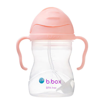 B.Box 240ml sippy cup with weighted straw and easy-grip handles, shown in a modern matte finish.