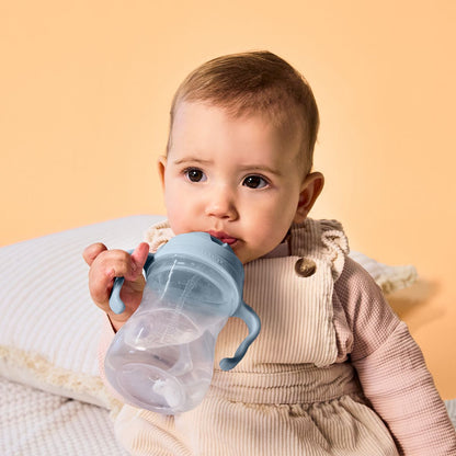 B.Box 240ml sippy cup with weighted straw and easy-grip handles, shown in a modern matte finish.