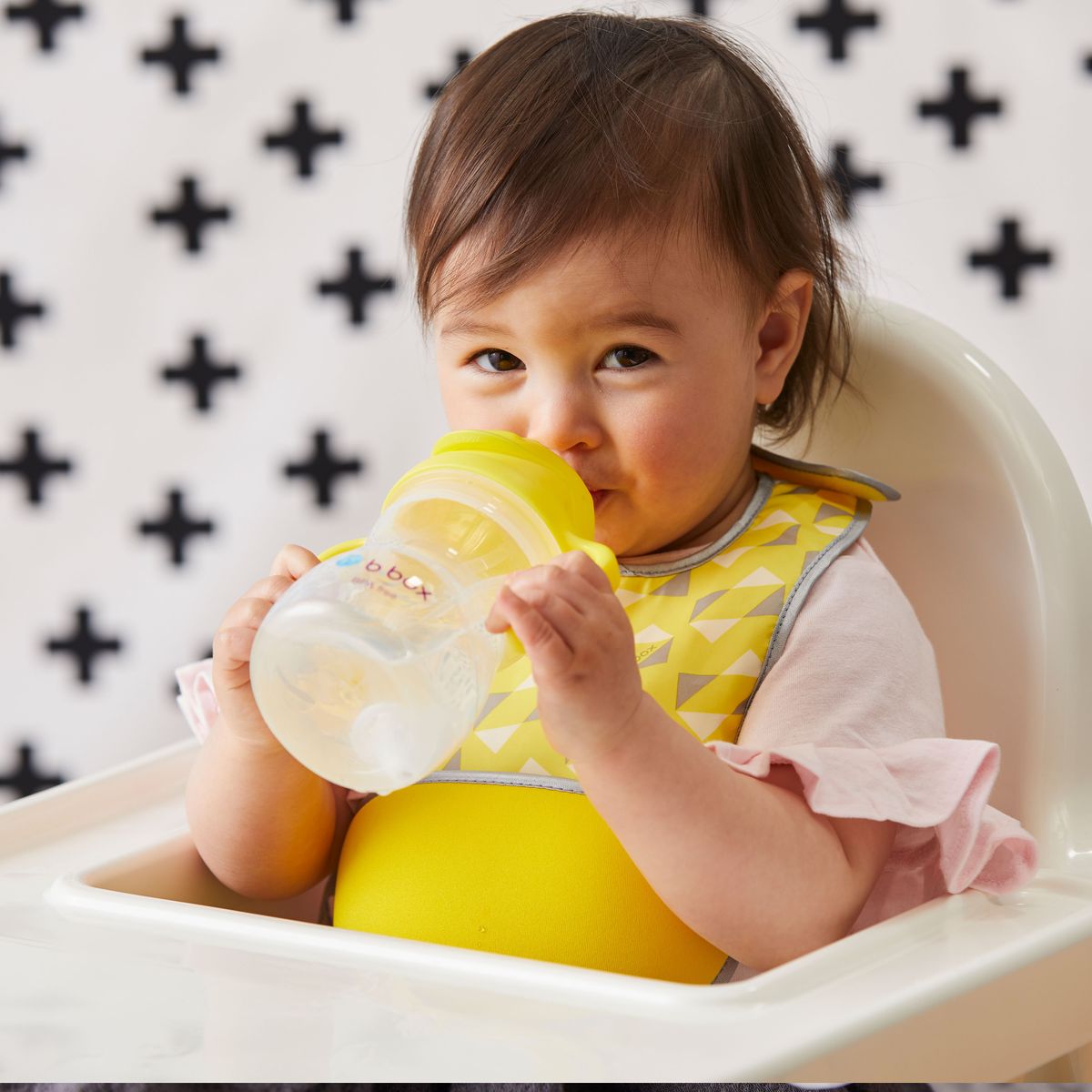 B.Box 240ml sippy cup with weighted straw and easy-grip handles, shown in a modern matte finish.