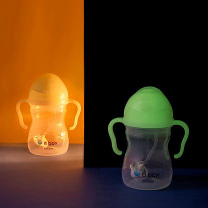 B.Box 240ml sippy cup with weighted straw and easy-grip handles, shown in a modern matte finish.
