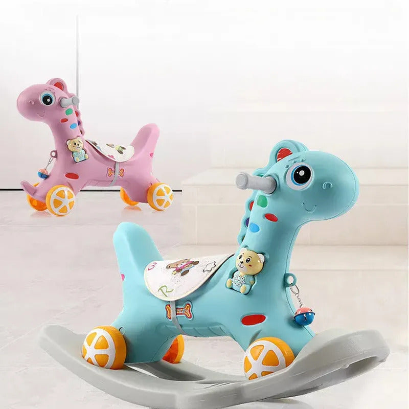 Babies-Up 3-in-1 Dino Rocking Horse Rocker Without Pusher and Belt

The Babies-Up Rocking Chair is a versatile and engaging product designed for children, combining the functionality of a rocking chair, swing, baby rocking horse, and a pusher. Its features include:

Convertible Design: Easily transitions between a rocking horse and a stable chair with a pusher for versatility.