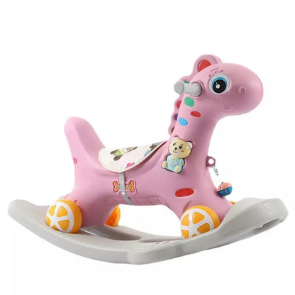 Babies-Up 3-in-1 Dino Rocking Horse Rocker Without Pusher and Belt

The Babies-Up Rocking Chair is a versatile and engaging product designed for children, combining the functionality of a rocking chair, swing, baby rocking horse, and a pusher. Its features include:

Convertible Design: Easily transitions between a rocking horse and a stable chair with a pusher for versatility.