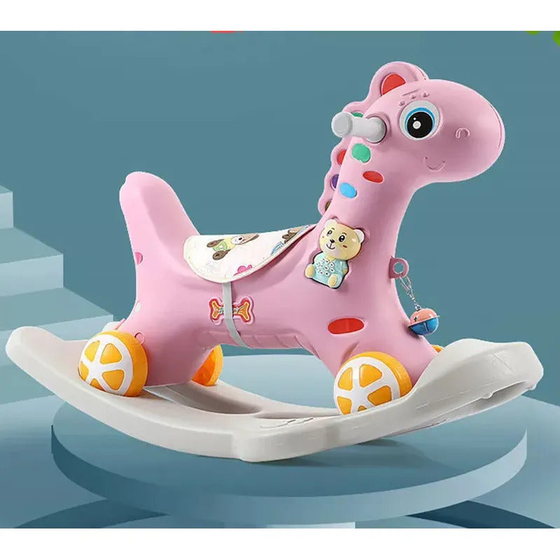Babies-Up 3-in-1 Dino Rocking Horse Rocker Without Pusher and Belt

The Babies-Up Rocking Chair is a versatile and engaging product designed for children, combining the functionality of a rocking chair, swing, baby rocking horse, and a pusher. Its features include:

Convertible Design: Easily transitions between a rocking horse and a stable chair with a pusher for versatility.